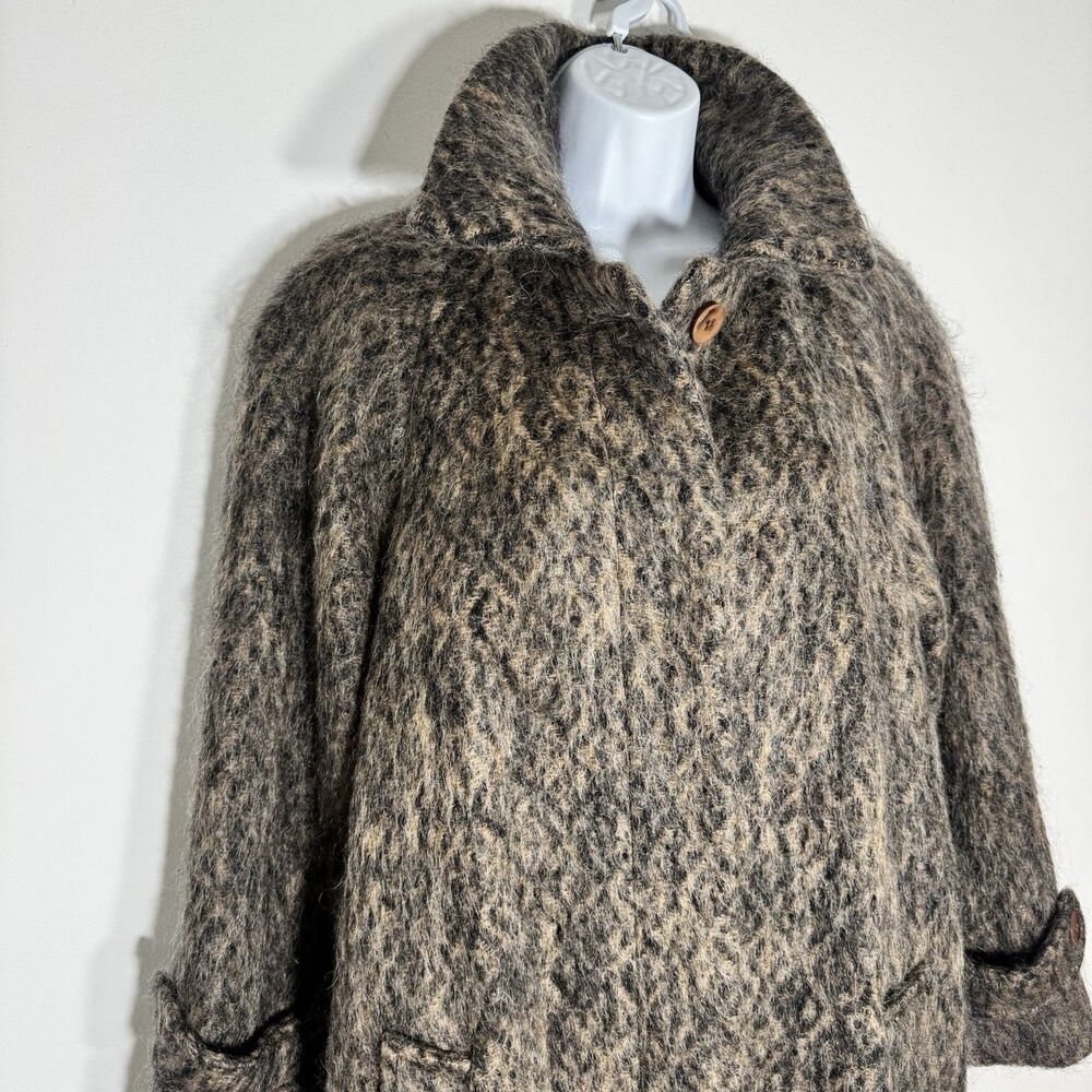VTG Emily Wetherby Brown Mohair Long Coat Fuzzy Retro Women Large EUC USA - Picture 2 of 8
